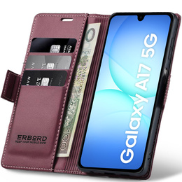 Etui do Samsung Galaxy A17 5G, ERBORD Glossy Litchi, portfel z klapką, czerwone