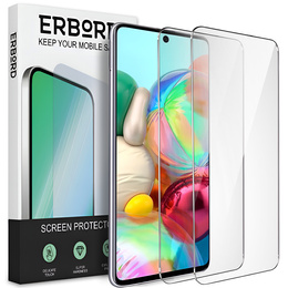 2x Tempered Glass for Samsung Galaxy A71, ERBORD 9H Hard Glass for phone screen