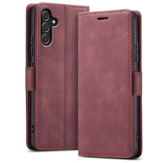 Case for Samsung Galaxy A14 4G/5G, ERBORD Vintage, wallet with flap, red