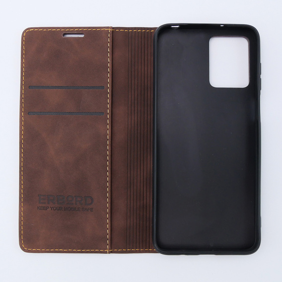 Case for Motorola Moto G53, ERBORD Vintage, wallet with flap, coffee