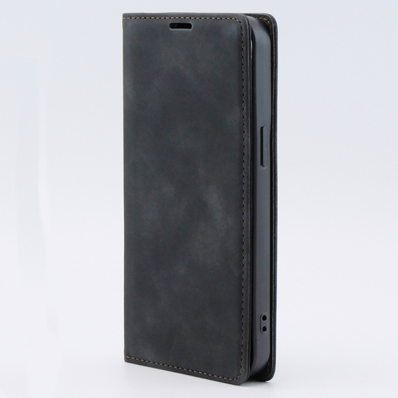Case for iPhone 15 Pro, ERBORD Vintage, wallet with flap, black
