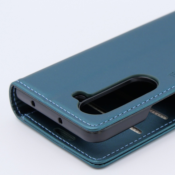 Case for Samsung Galaxy Z Fold 5 5G, ERBORD Glossy Litchi, wallet with flap, green
