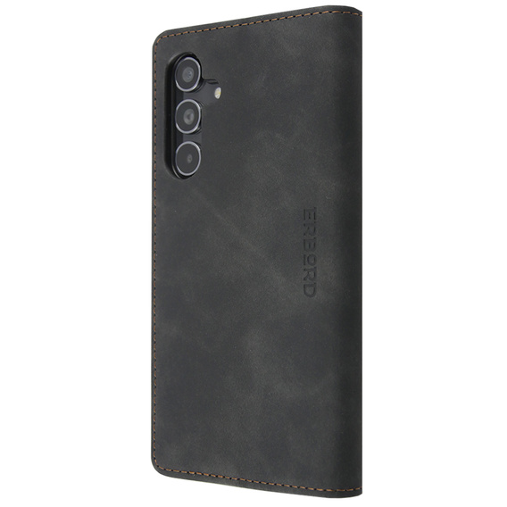 Case for Samsung Galaxy A54, ERBORD Vintage, wallet with flap, black