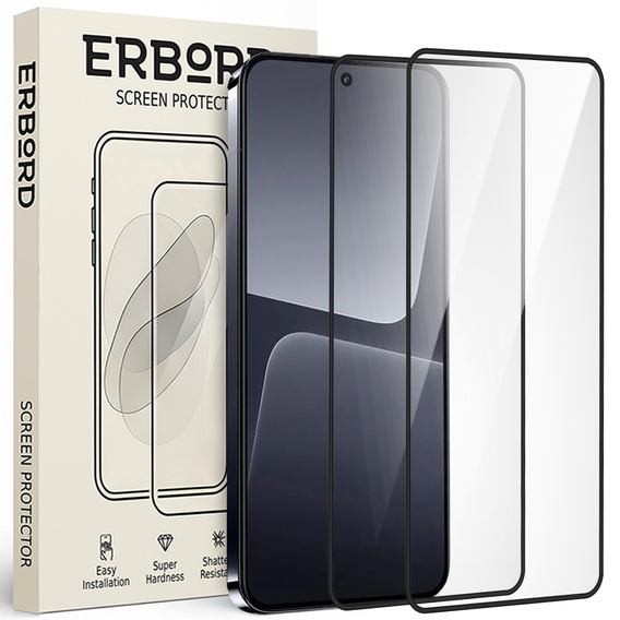 2x Tempered Glass for Xiaomi 13 Pro, ERBORD 3D full display