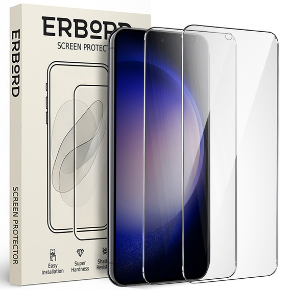 2x Szkło Hartowane do Samsung Galaxy S23, ERBORD 9H Hard Glass, szybka