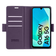 Case for Samsung Galaxy A16, ERBORD Glossy Litchi, wallet with flap, purple