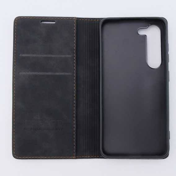 Case for Samsung Galaxy S23, ERBORD Vintage, wallet with flap, black