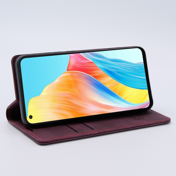 Case for Oppo A78 4G, ERBORD Vintage, wallet with flap, red