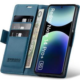 Case for Xiaomi Redmi Note 14 Pro+ 5G / Xiaomi Poco X7 5G / Xiaomi Redmi Note 14 Pro 5G, ERBORD Glossy Litchi, wallet with flap, blue
