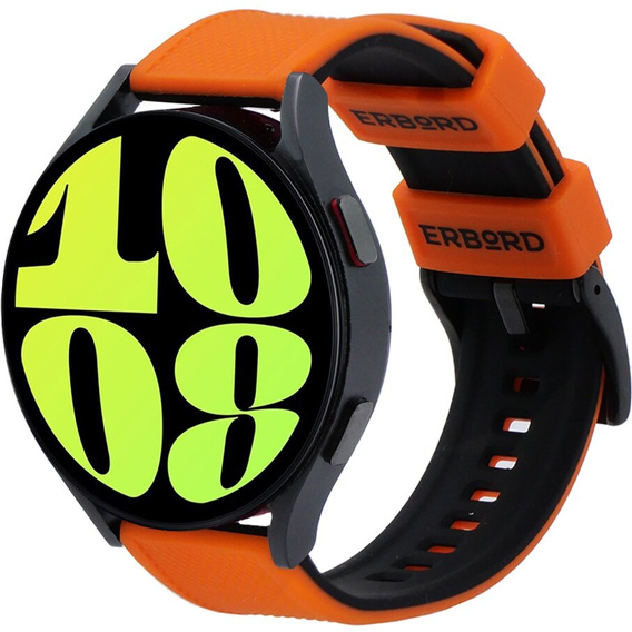 Pasek Silikonowy ERBORD Uniwersalny 20mm, Dual Color, pomarańczowy / czarny / czarna