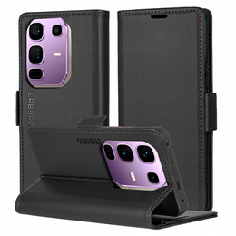 Etui do Infinix Note 50 Pro, ERBORD Glossy Litchi, portfel z klapką, czarne