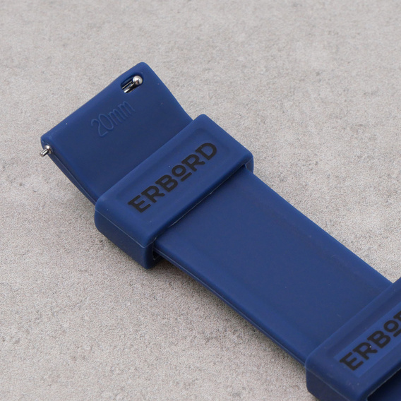 Pasek Silikonowy ERBORD Uniwersalny 20mm, Dual Color, niebieski / srebrna klamra