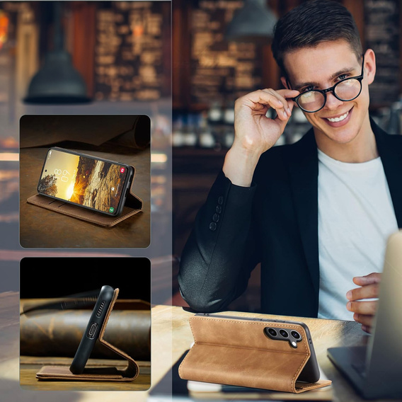 Case for Samsung Galaxy A16, ERBORD Vintage, wallet with flap, brown
