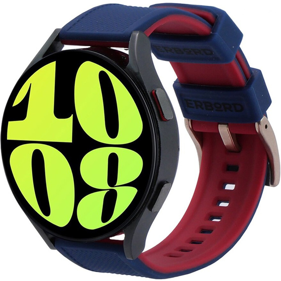 Pasek Silikonowy ERBORD Uniwersalny 20mm, Dual Color, niebieski / czerwony / różowo złota