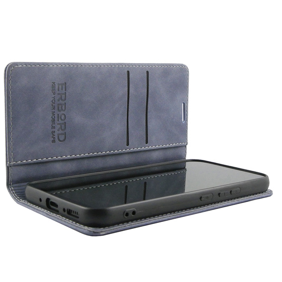 Case for Samsung Galaxy A54, ERBORD Vintage, wallet with flap, grey