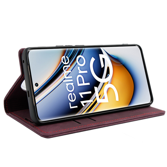 Etui do Realme 11 Pro 5G / Pro+ 5G, ERBORD Vintage portfel z klapką, czerwone