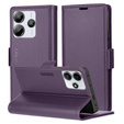 Case for Xiaomi Redmi Note 14 5G, ERBORD Glossy Litchi, wallet with flap, purple