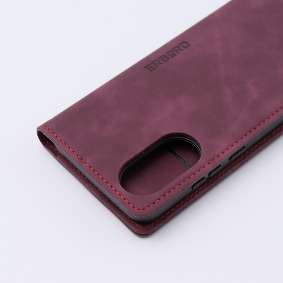 Etui do Oppo A78 4G, ERBORD Vintage portfel z klapką, czerwone
