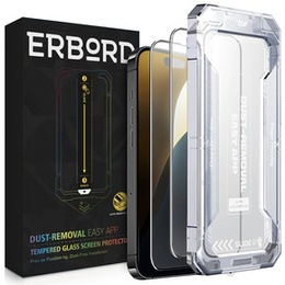2x Szkło Hartowane do iPhone 16 z ramką do montażu, ERBORD Easy App