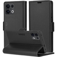 Case for Oppo Reno 13 Pro, ERBORD Glossy Litchi, wallet with flap, black