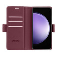Case for Samsung Galaxy S23 FE, ERBORD Glossy Litchi, wallet with flap, red