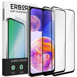 2x Szkło Hartowane do Samsung Galaxy A23 4G/5G, ERBORD 3D pełne, szybka na cały ekran