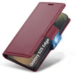 Case for Samsung Galaxy S25 Edge, ERBORD Glossy Litchi, wallet with flap, red