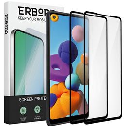 2x Szkło Hartowane do Samsung Galaxy A21/A21S, 5G, ERBORD 3D pełne, szybka na cały ekran