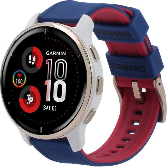 Pasek Silikonowy ERBORD Uniwersalny 20mm, Dual Color, niebieski / czerwony / różowo złota