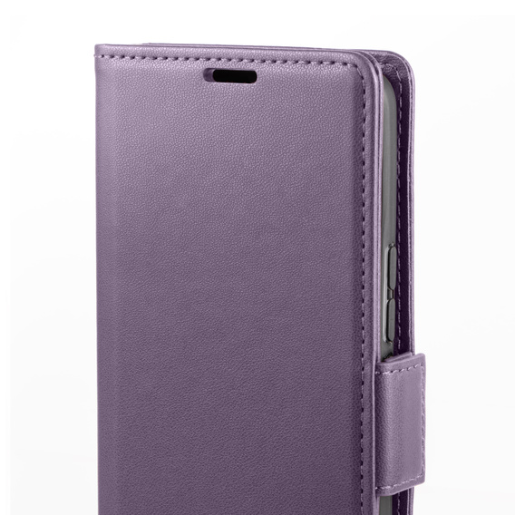 Case for Samsung Galaxy A36, ERBORD Glossy Litchi, wallet with flap, purple