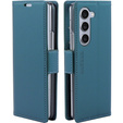 Case for Samsung Galaxy Z Fold 5 5G, ERBORD Glossy Litchi, wallet with flap, green