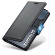 Case for Xiaomi 15, ERBORD Glossy Litchi, wallet with flap, black