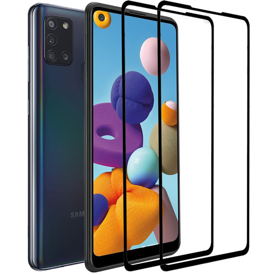 2x Szkło Hartowane do Samsung Galaxy A21/A21S, 5G, ERBORD 3D pełne, szybka na cały ekran