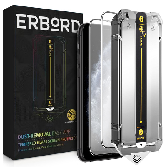 2x Tempered Glass for iPhone X / XS / 11 Pro, ERBORD Easy App Full Screen Protector