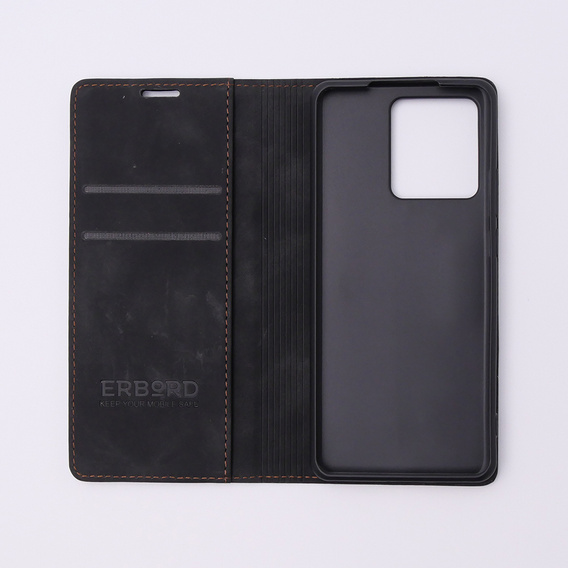 Case for Motorola Edge 40, ERBORD Vintage, wallet with flap, black