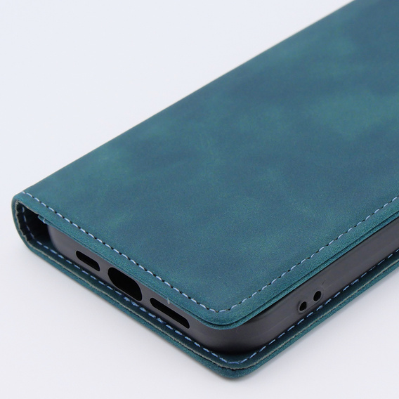 Etui do iPhone 15 Pro, ERBORD Vintage portfel z klapką, niebieskie