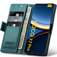 Etui do Xiaomi Poco F7 Pro, ERBORD Glossy Litchi, portfel z klapką, zielone