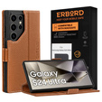 Leather case for Samsung Galaxy S24 Ultra, ERBORD LeatherWallet, brown