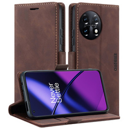Case for OnePlus 11 5G, ERBORD Vintage, wallet with flap, dark brown