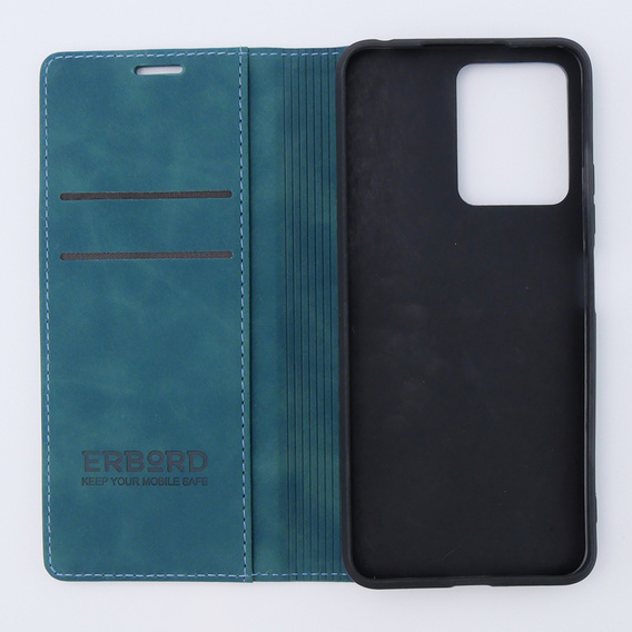 Case for Xiaomi Redmi Note 12 4G, ERBORD Vintage, wallet with flap, blue