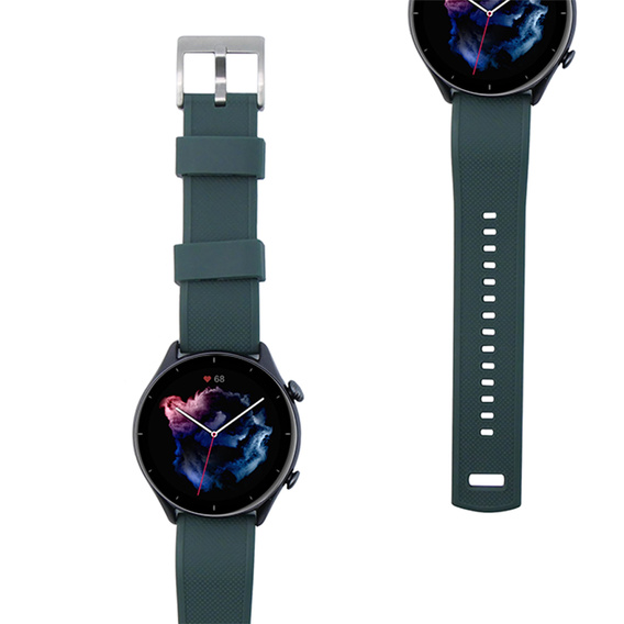 Pasek Silikonowy ERBORD Uniwersalny 22mm, Dual Color, Zielony / czarny / srebrna klamra