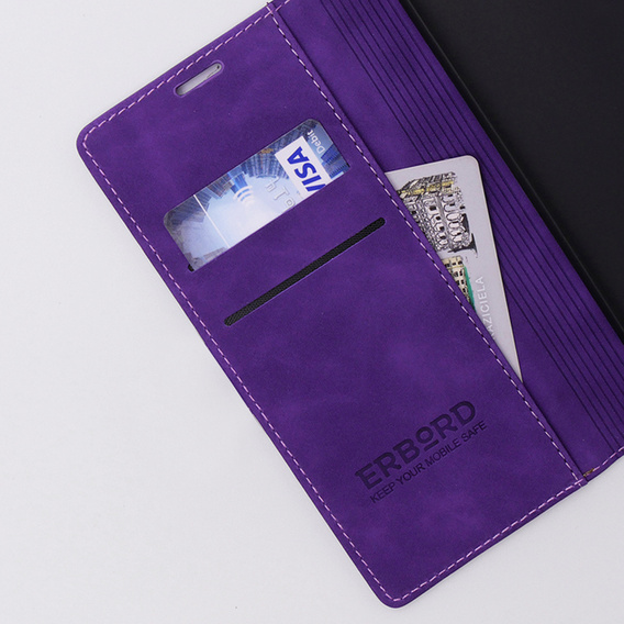 Etui do Oppo A78 4G, ERBORD Vintage portfel z klapką, fioletowe