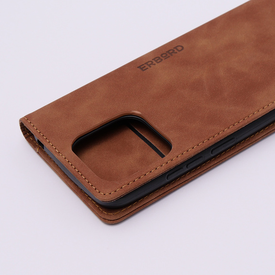 Case for Xiaomi Redmi 12C, ERBORD Vintage, wallet with flap, brown