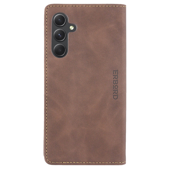 Case for Samsung Galaxy A54, ERBORD Vintage, wallet with flap, coffee