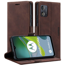 Case for Motorola Moto E13 4G, ERBORD Vintage, wallet with flap, coffee