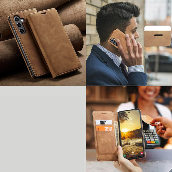 Case for Samsung Galaxy A16, ERBORD Vintage, wallet with flap, brown
