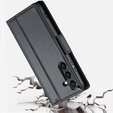 Case for Samsung Galaxy S24, ERBORD Glossy Litchi, wallet with flap, black