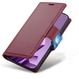 Case for Infinix Note 50 Pro, ERBORD Glossy Litchi, wallet with flap, red