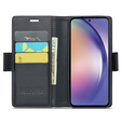 Case for Samsung Galaxy A55, ERBORD Glossy Litchi, wallet with flap, black
