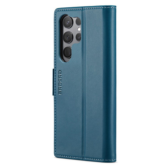 Case for Samsung Galaxy S24 Ultra, ERBORD Glossy Litchi, wallet with flap, blue